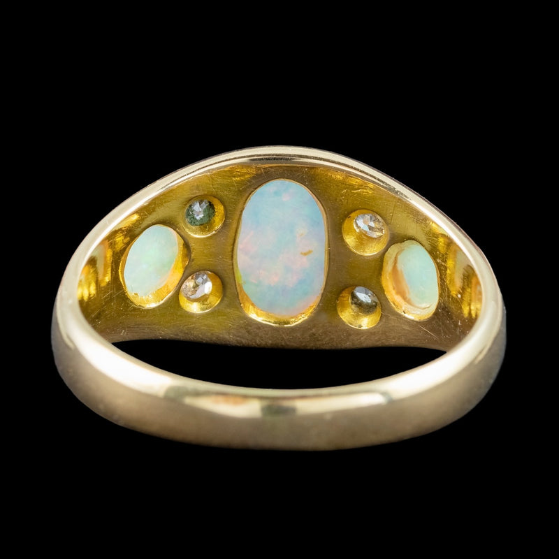 Antique Victorian Opal Diamond Ring Dated 1886