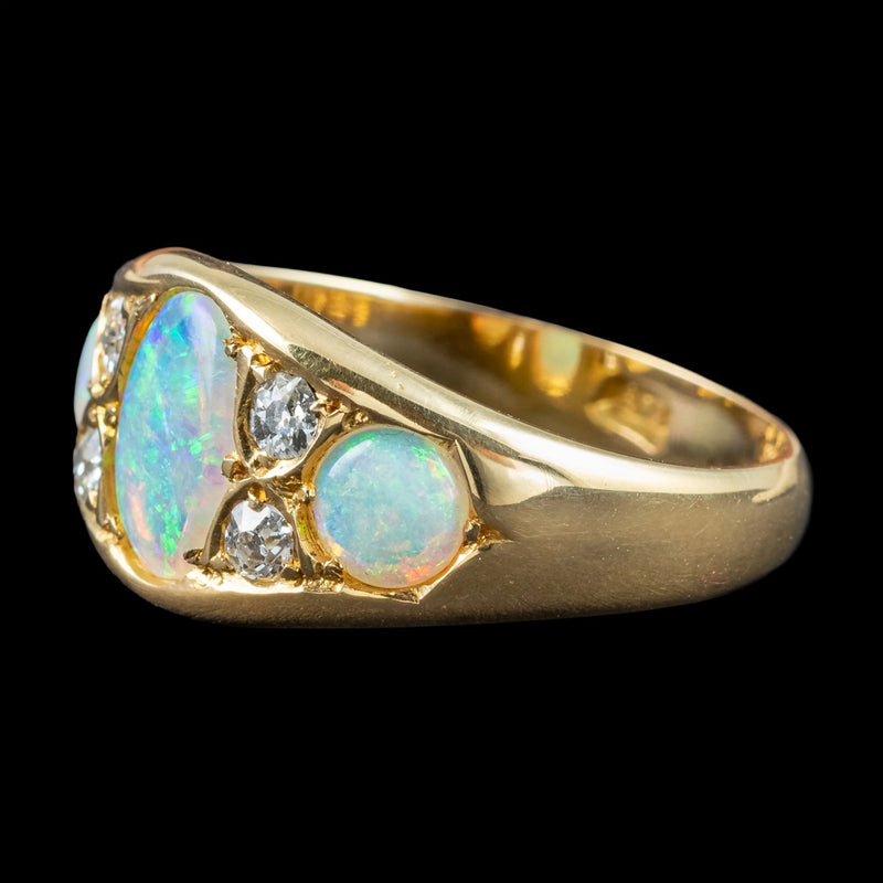 Antique Victorian Opal Diamond Ring Dated 1886