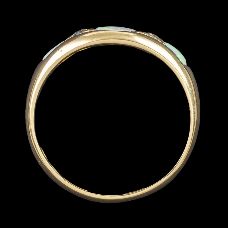 Antique Victorian Opal Diamond Ring Dated 1886