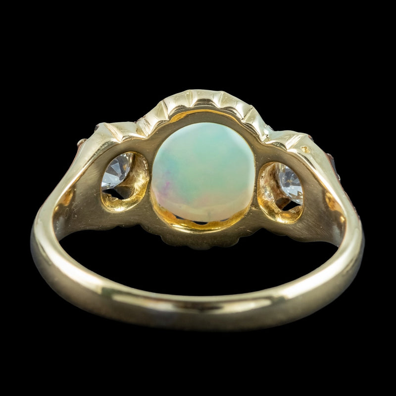 Antique Victorian Opal Diamond Trilogy Ring 