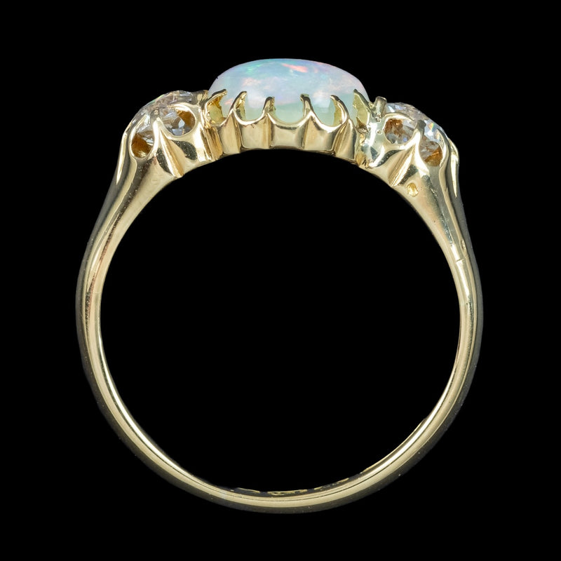 Antique Victorian Opal Diamond Trilogy Ring 