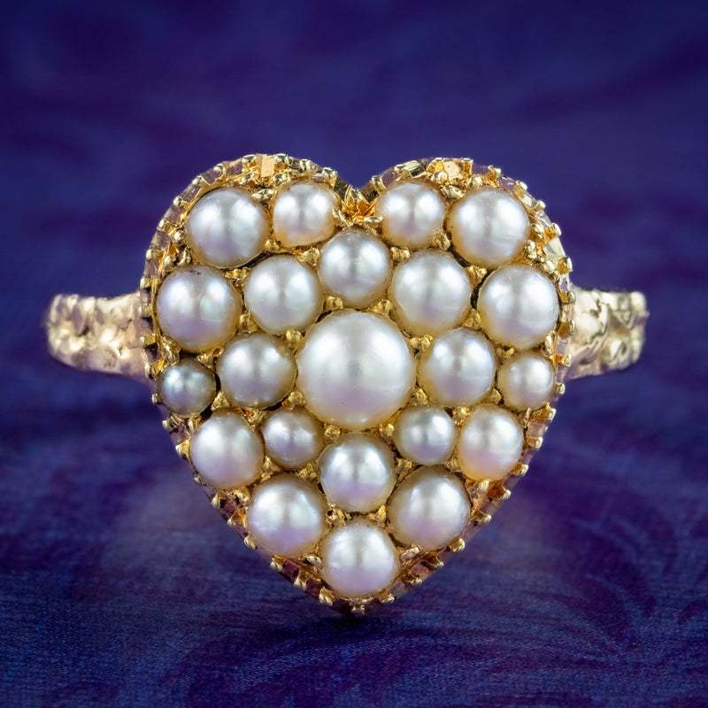 Antique Victorian Pearl Heart Cluster Ring – Antique Jewellery Online