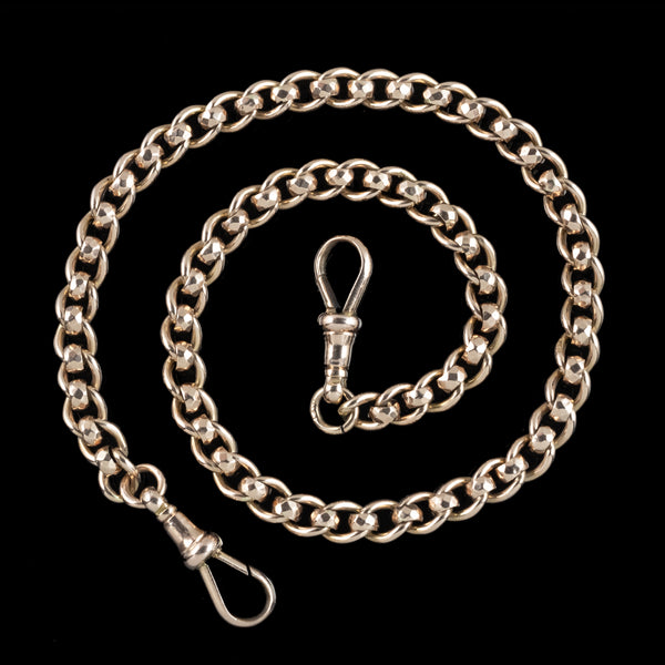 Antique Victorian Rollerball Albert Chain 9ct Gold 