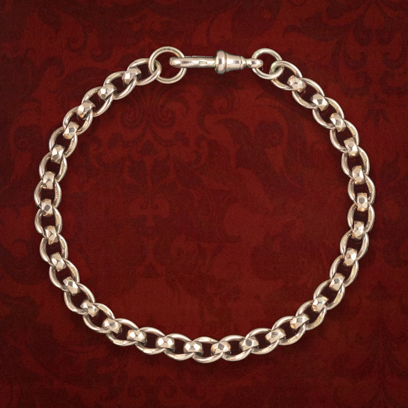 Antique Victorian Rollerball Albert Chain Bracelet 9ct Gold