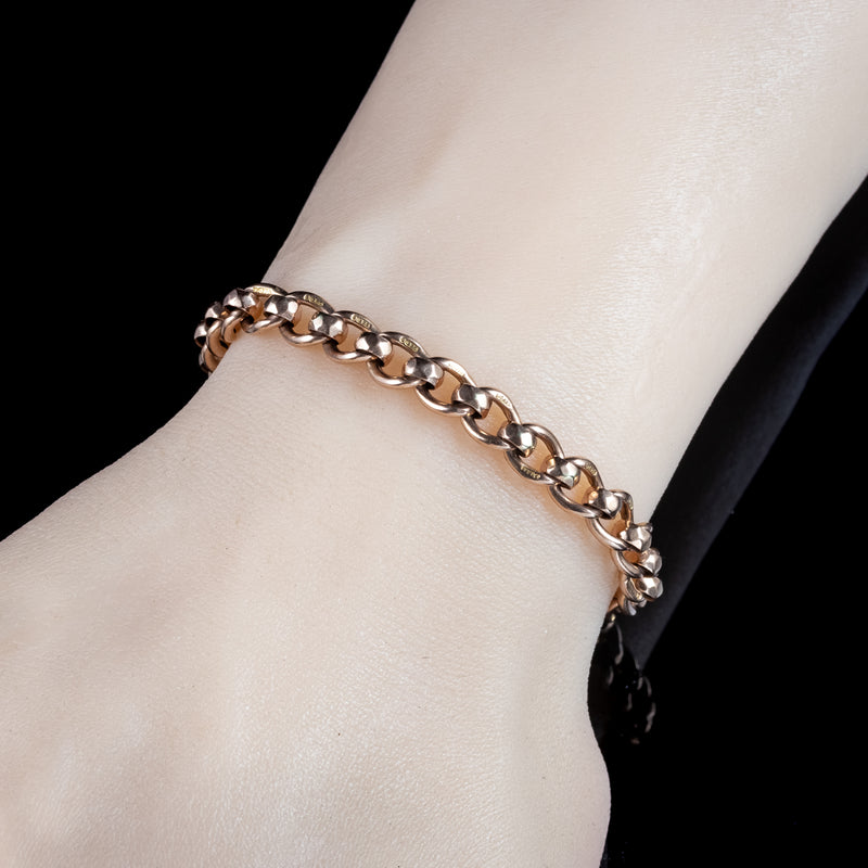Antique Victorian Rollerball Albert Chain Bracelet 9ct Gold