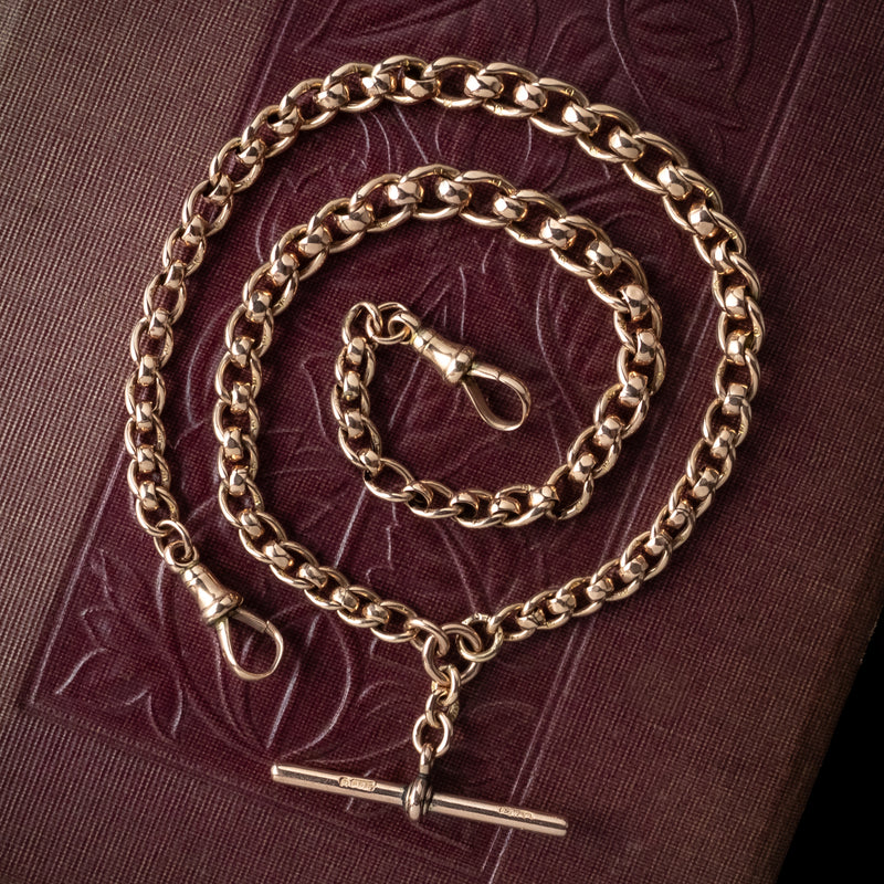 Antique Victorian Rollerball Albert Chain 9ct Gold