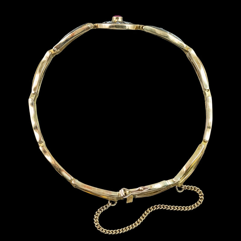 Antique Victorian Ruby Diamond Bracelet 18ct Gold