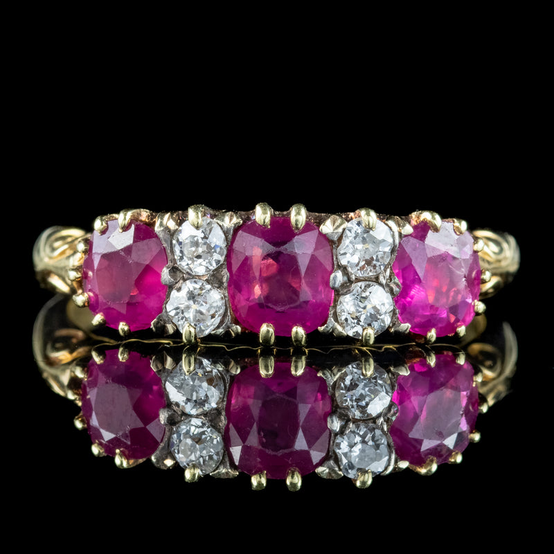 Antique Victorian Ruby Diamond Ring 1.4ct Ruby