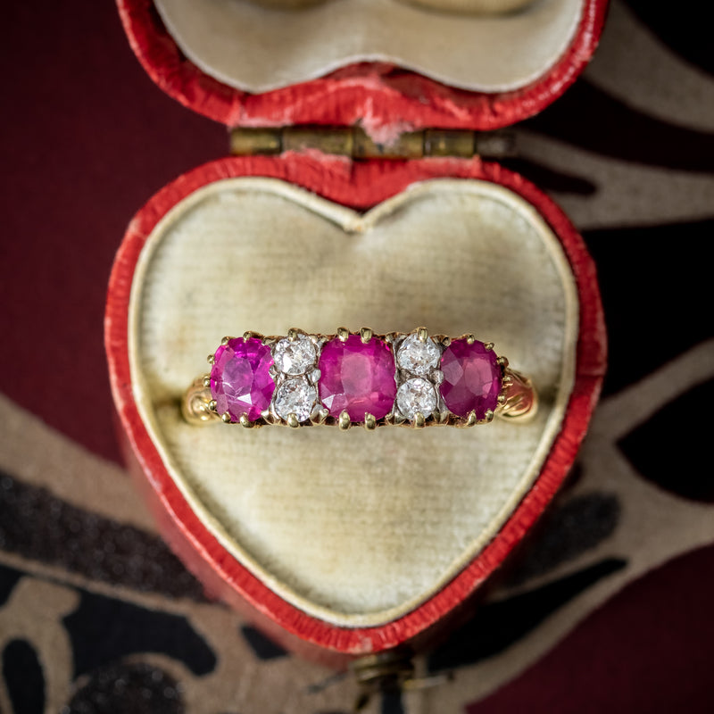 Antique Victorian Ruby Diamond Ring 1.4ct Ruby – Antique Jewellery Online