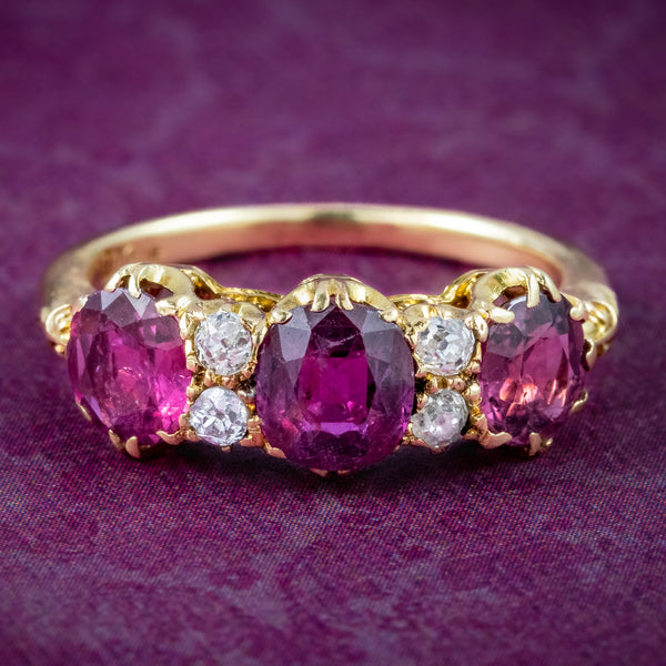 Antique Victorian Ruby Diamond Ring 2.2ct Of Ruby