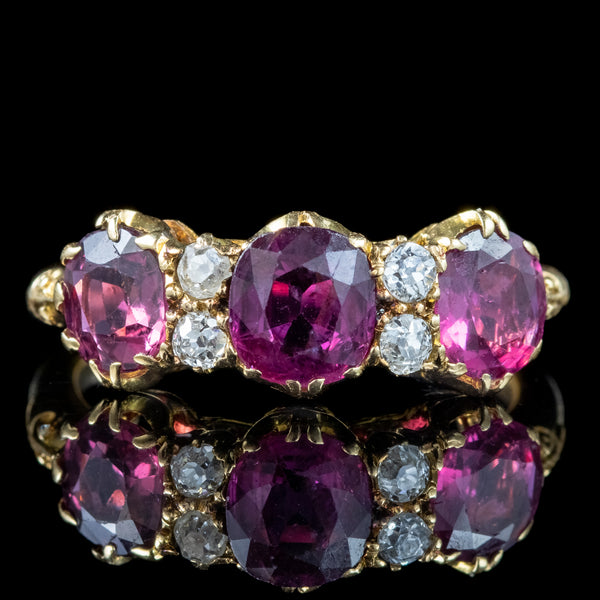 Antique Victorian Ruby Diamond Ring 2.2ct Of Ruby