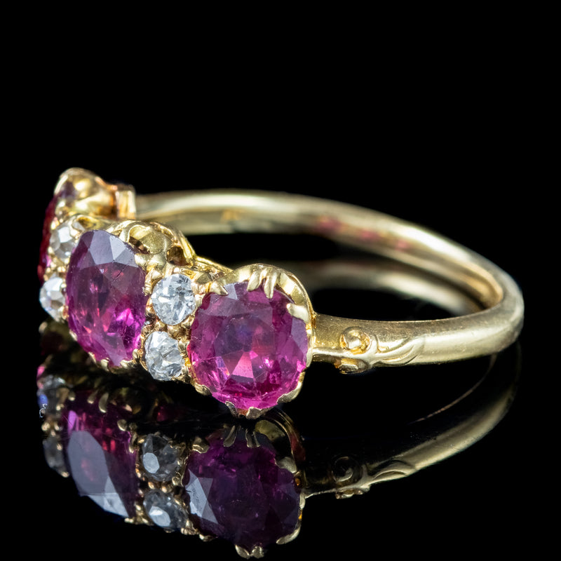 Antique Victorian Ruby Diamond Ring 2.2ct Of Ruby