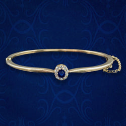 Antique Victorian Sapphire Diamond Cluster Bangle 18ct Gold