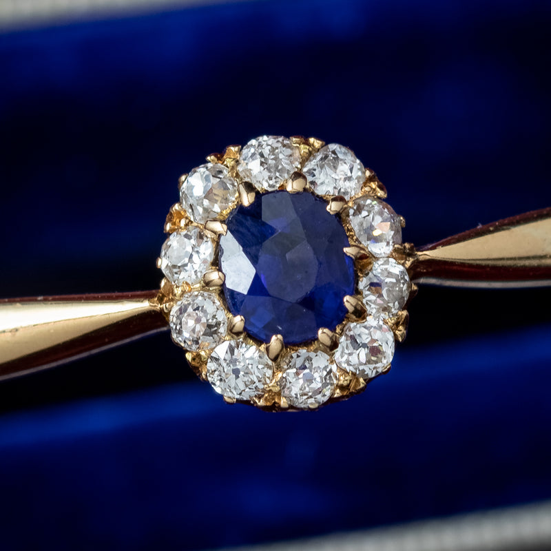 Antique Victorian Sapphire Diamond Cluster Bangle 18ct Gold