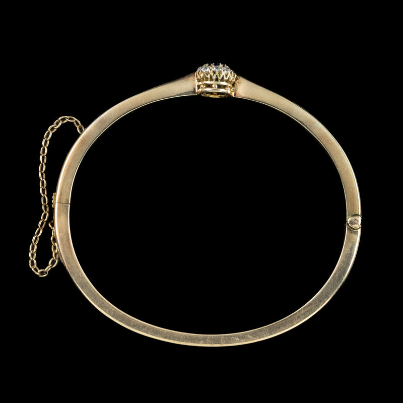 Antique Victorian Sapphire Diamond Cluster Bangle 18ct Gold