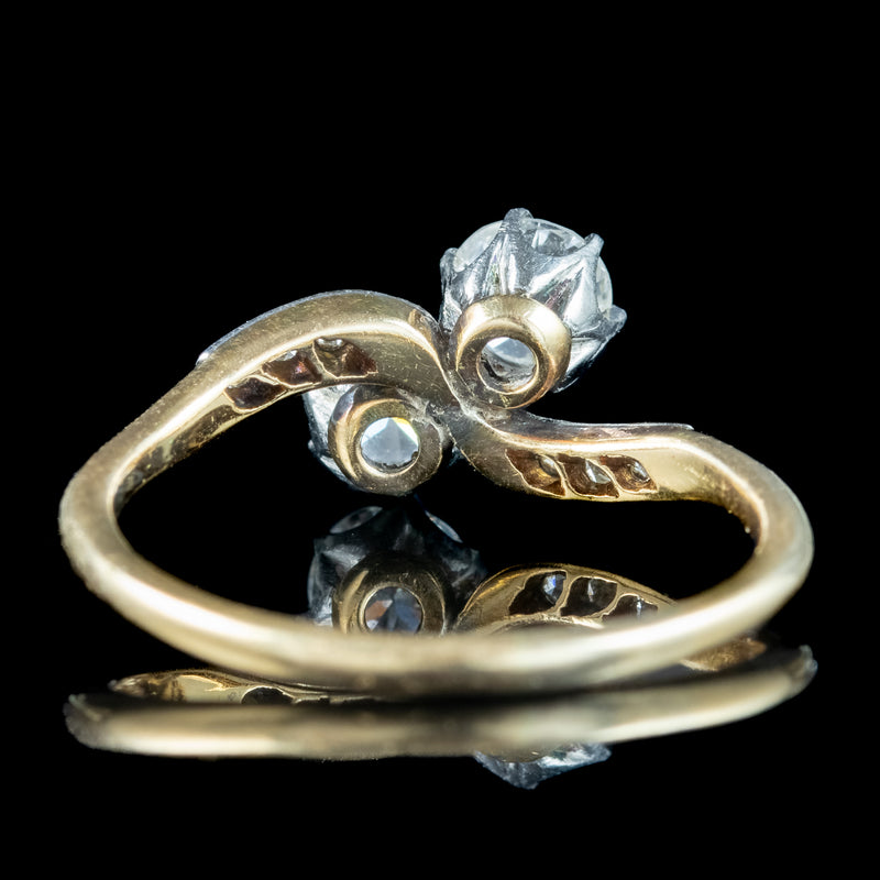 Antique Victorian Toi Et Moi Diamond Twist Ring 1.2ct Total