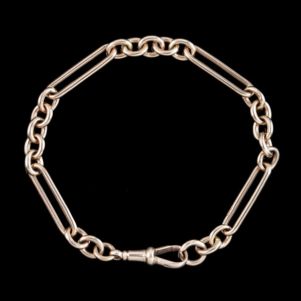Antique Victorian Trombone Albert Chain Bracelet 9ct Gold 