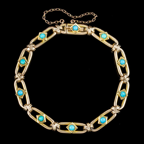 Antique Victorian Turquoise Bracelet 15ct Gold 