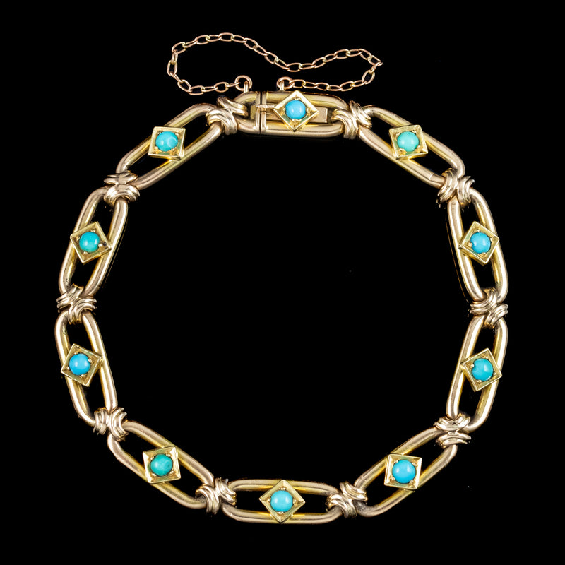 Antique Victorian Turquoise Bracelet 15ct Gold 