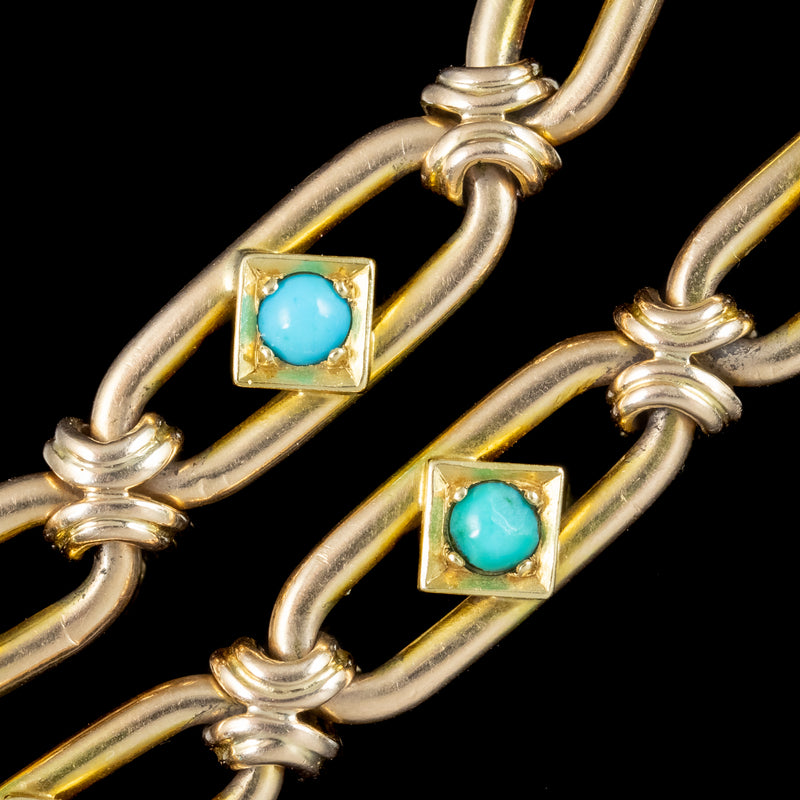 Antique Victorian Turquoise Bracelet 15ct Gold 