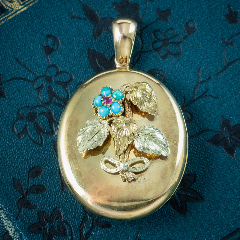 Victorian Turquoise Forget Me Not Locket 