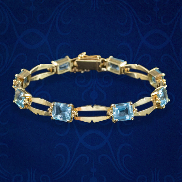 Art Deco Aquamarine Bracelet 15ct Gold 12ct Total – Antique