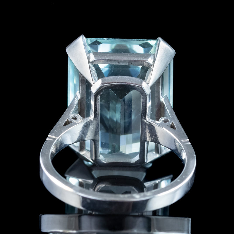 Art Deco Aquamarine Cocktail Ring 17ct Aqua