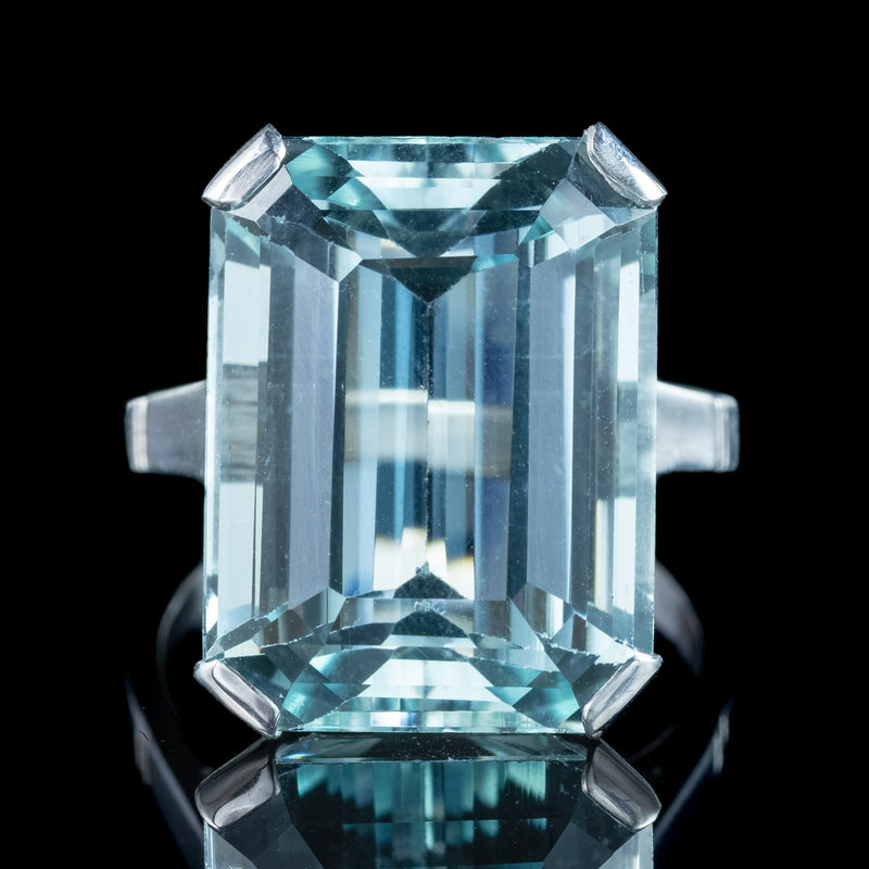 Art Deco Aquamarine Cocktail Ring 17ct Aqua