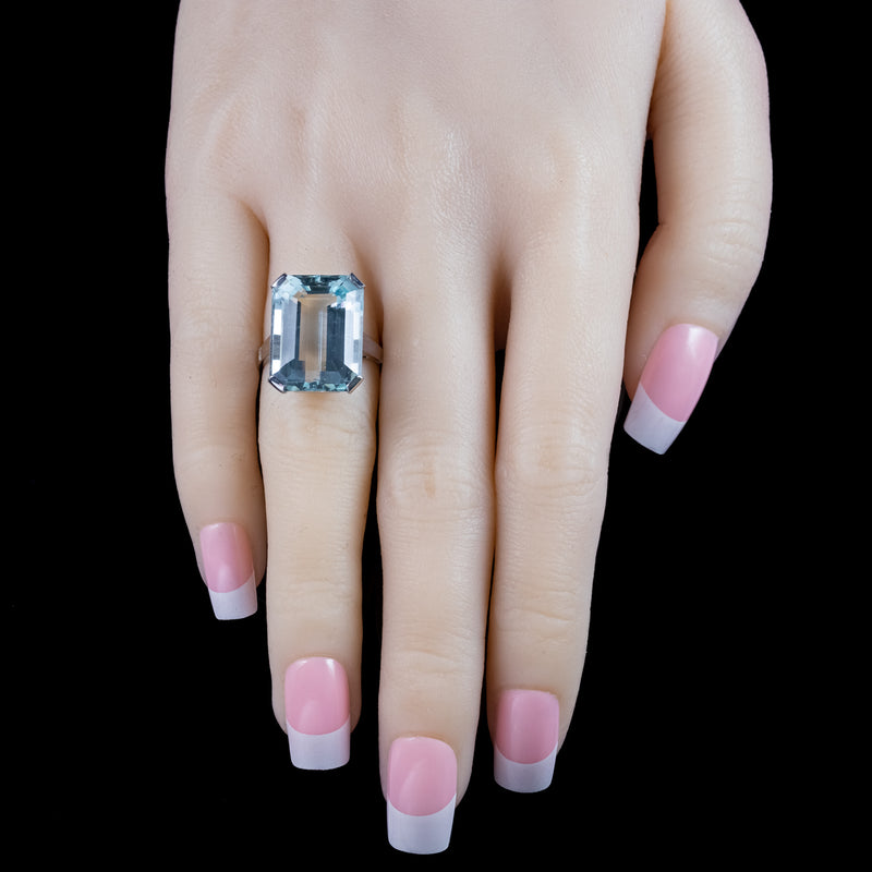 Art Deco Aquamarine Cocktail Ring 17ct Aqua