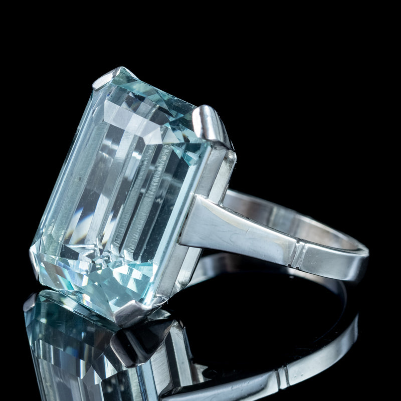 Art Deco Aquamarine Cocktail Ring 17ct Aqua