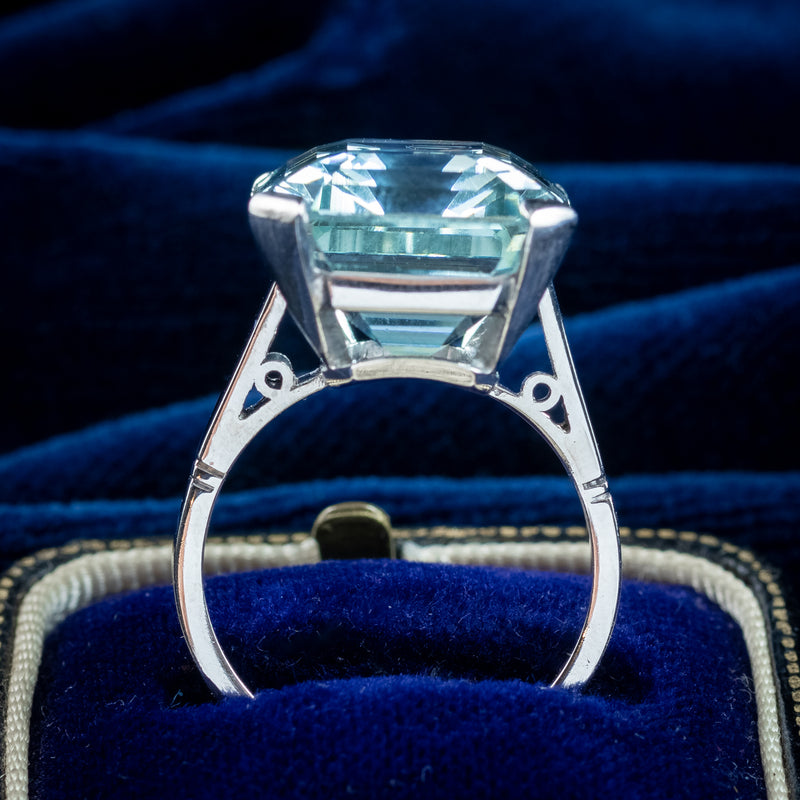 Art Deco Aquamarine Cocktail Ring 17ct Aqua