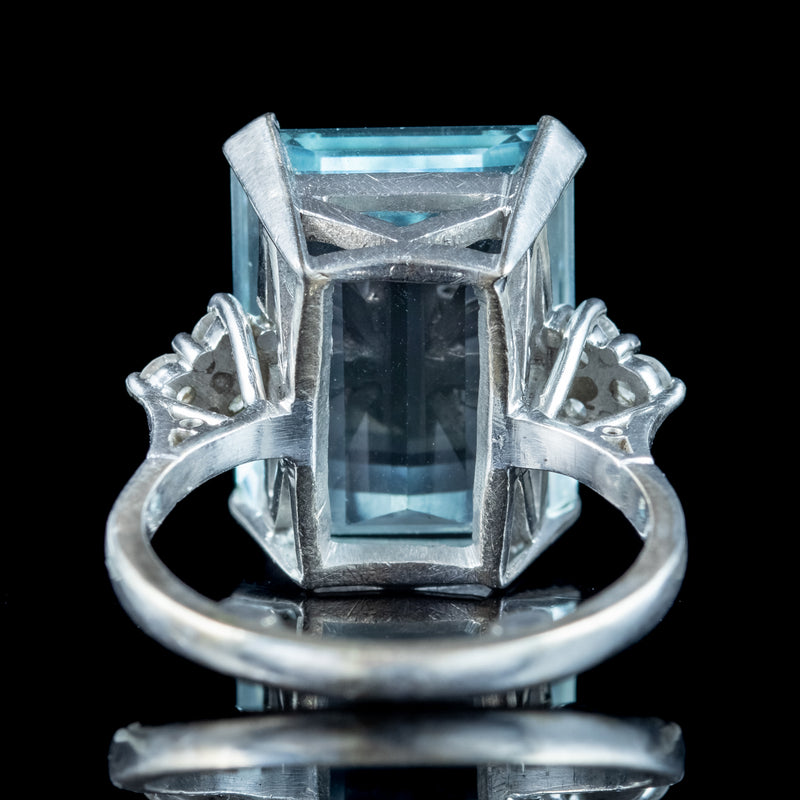 Art Deco Aquamarine Diamond Cocktail Ring 10ct Aqua