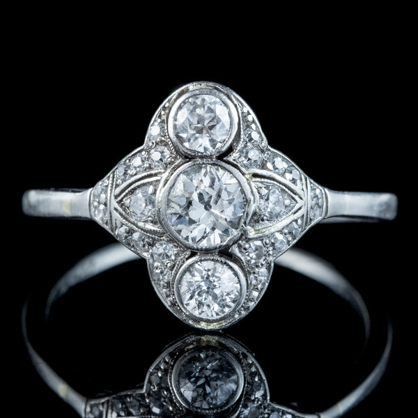 Art Deco Diamond Cluster Ring 1.2ct Total