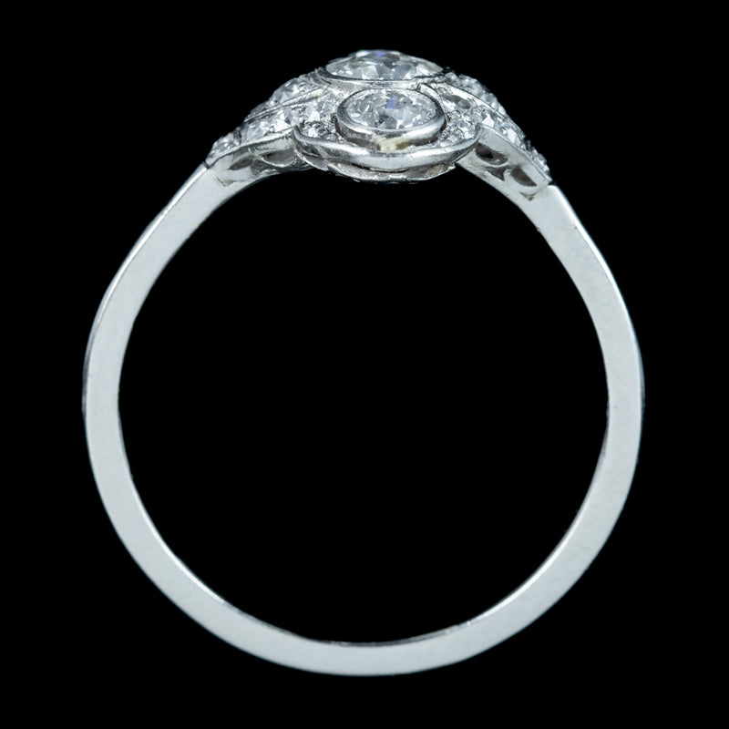 Art Deco Diamond Cluster Ring 1.2ct Total