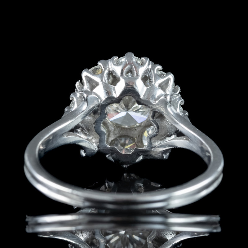 Art Deco Diamond Cluster Ring 2.2ct Total 