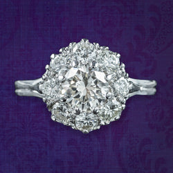 Art Deco Diamond Cluster Ring 2.2ct Total 