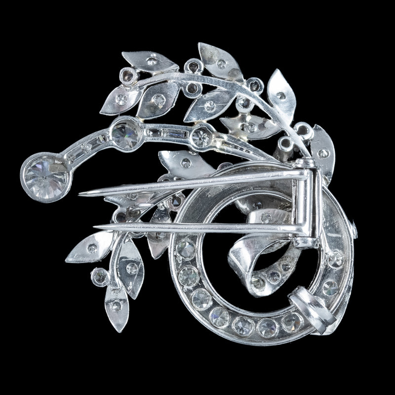Art Deco Diamond Spray Brooch 18ct Gold 2.5ct Diamond