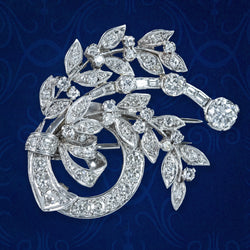 Art Deco Diamond Spray Brooch 18ct Gold 2.5ct Diamond
