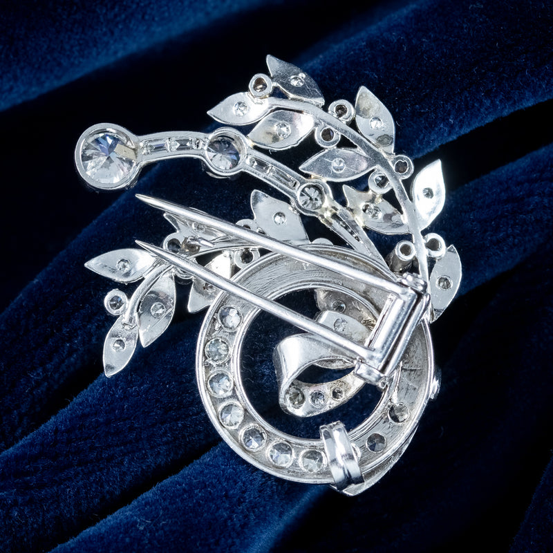 Art Deco Diamond Spray Brooch 18ct Gold 2.5ct Diamond