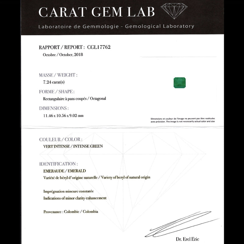 Art Deco Emerald Diamond Trilogy Ring 7.24ct Colombian Emerald With Cert