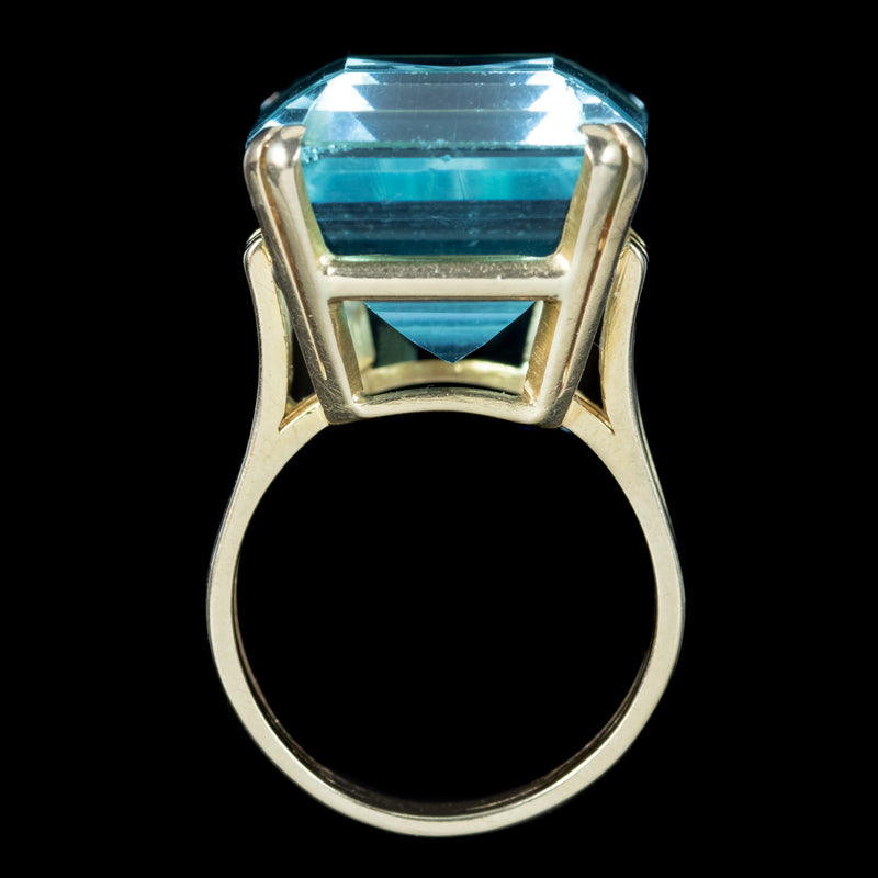 Art Deco French Aquamarine Cocktail Ring 25ct Aqua