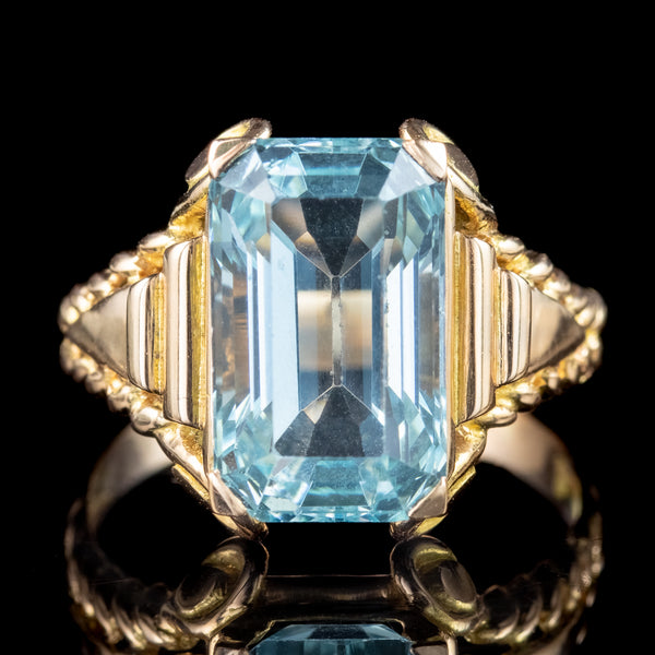 Art Deco French Aquamarine Ring 6.6ct Aqua