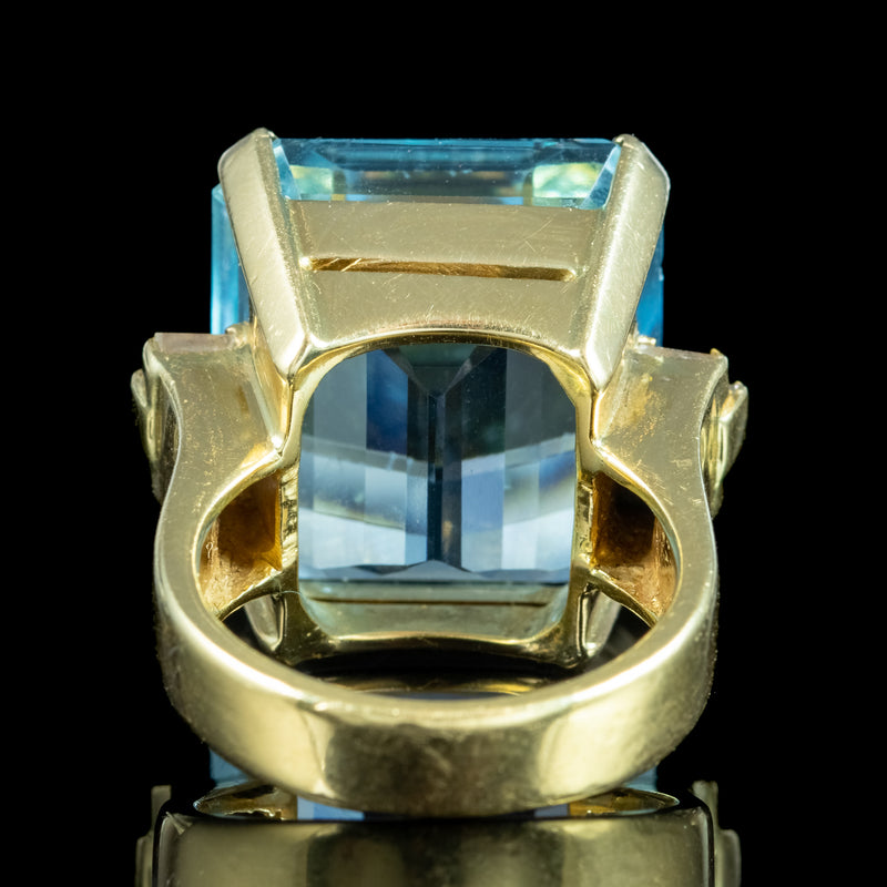 Art Deco Style Aquamarine Diamond Cocktail Ring 28ct Aqua