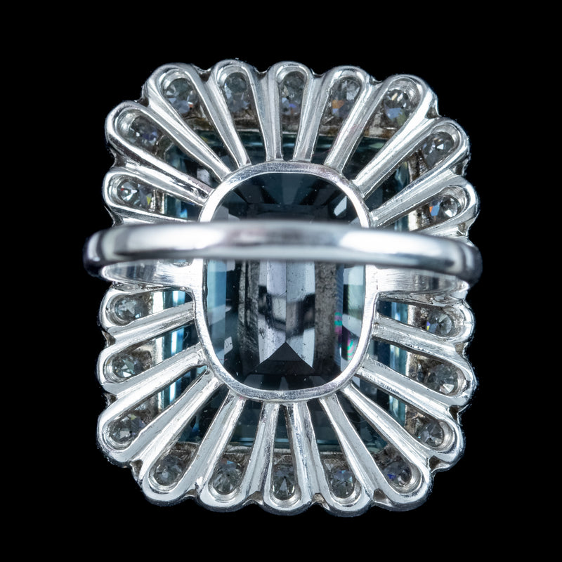 Art Deco Style Aquamarine Diamond Cocktail Ring 16ct Aqua 