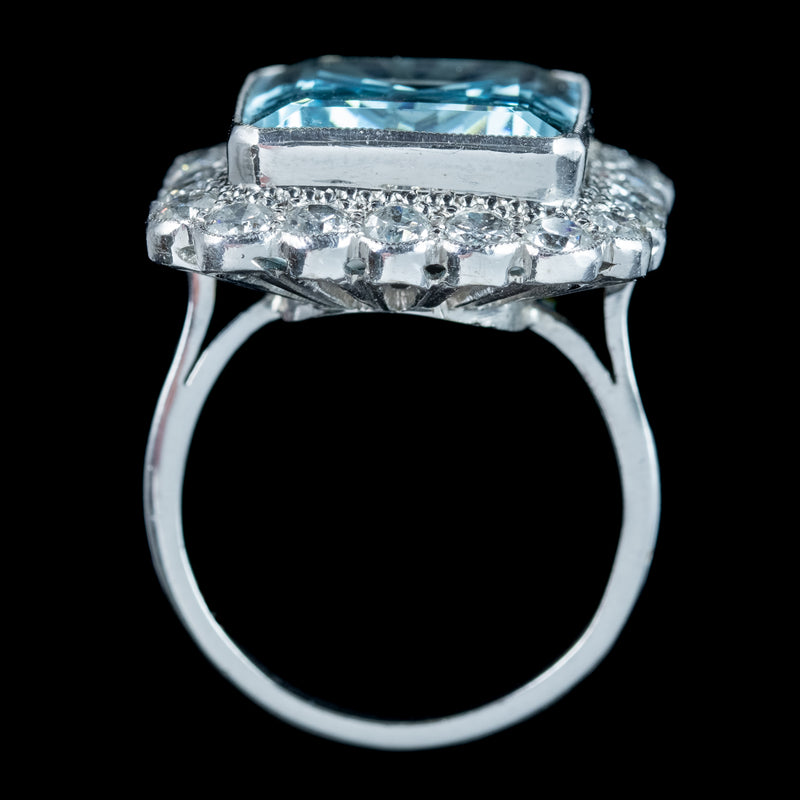 Art Deco Style Aquamarine Diamond Cocktail Ring 16ct Aqua 