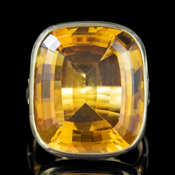 Art Deco Style Citrine Cocktail Ring 20ct Citrine Fred Ullman 