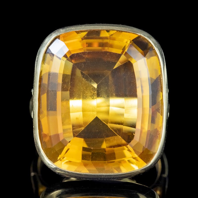 Art Deco Style Citrine Cocktail Ring 20ct Citrine Fred Ullman 