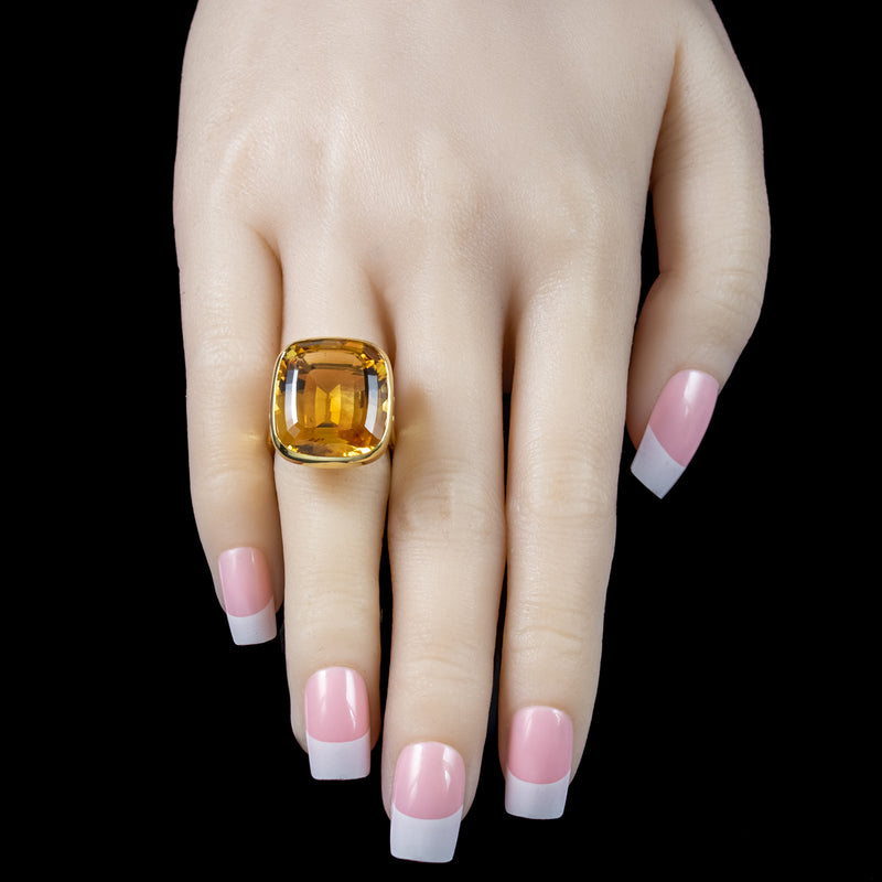 Art Deco Style Citrine Cocktail Ring 20ct Citrine Fred Ullman 