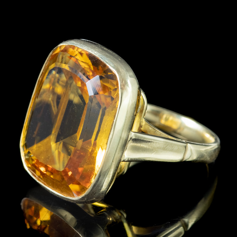 Art Deco Style Citrine Cocktail Ring 20ct Citrine Fred Ullman 