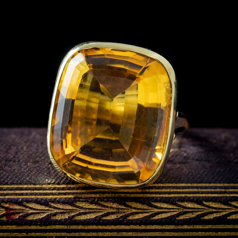 Art Deco Style Citrine Cocktail Ring 20ct Citrine Fred Ullman 